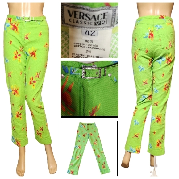 Versace Classic V2 green floral pants. Size 42 - Picture 1 of 16